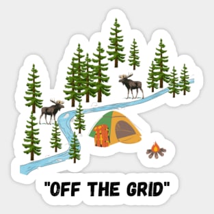 Off the Grid camping, moose at the river Sticker